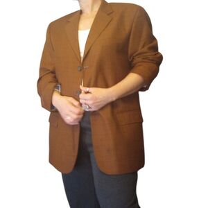 Mazzoni Vintage Oversized Brown Blazer With Black Plaid